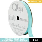 Offray Grosgrain Ribbon, 3/8" Wide, 21-Foot Spool, Aqua Blue Craft Decor (151356