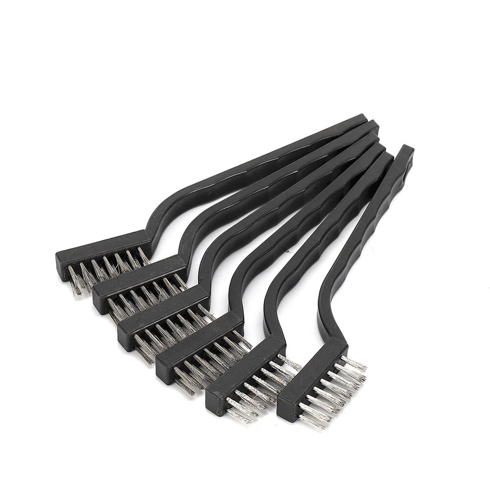 6x Steel Small Brush Set Cleaning Brushes Wire Rust Sparks Wheels