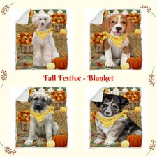 Fall Autumn Greeting Dog Cat Pet Bedroom Soft Warm Blanket 50x60 Woven