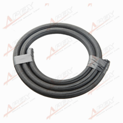 Black Nylon Braided AN-4 Fuel Oil Gas Line Hose – 1500 PSI – 1 Meter (3.3 Feet) – No-Name