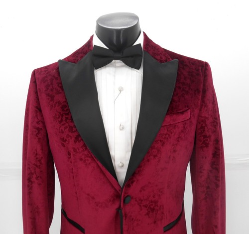 Gentlemen Burgundy Peak Lapel Tuxedo Sport Coat $129.99 42R - Picture 2 of 3