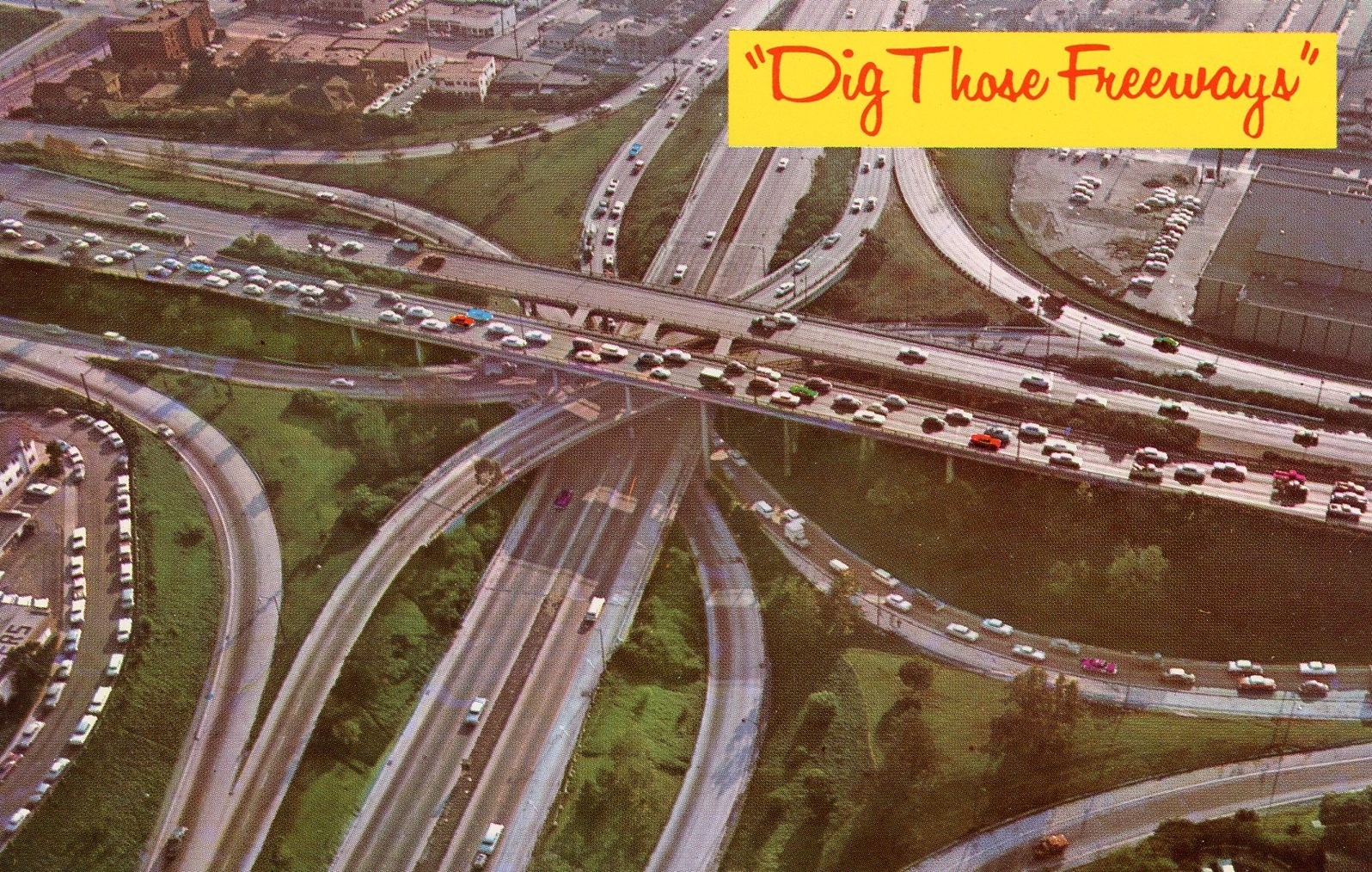 Freeway Interchange, 4 Levels, Downtown Los Angeles, California --POSTCARD