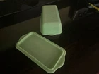 vintage fire king jadeite refrigerator Glass dish with Lid 40’s 10x5 Philbe