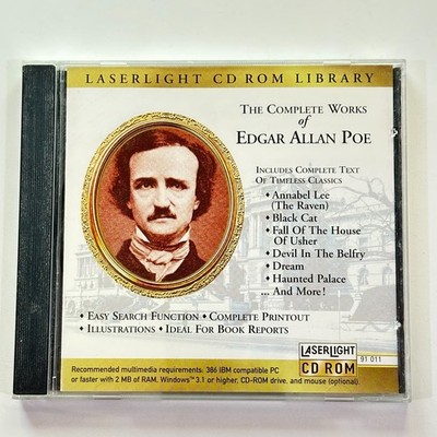 Complete Works of Edgar Allan Poe LaserLight CD Rom Windows 1995 Delta 91 011