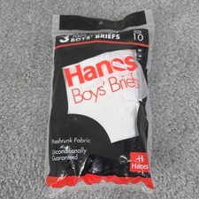 Vintage Hanes Boys' Briefs 3-Pack Size 10 1992 White 100 Cotton