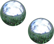 Pack of 2, Stainless Steel Hollow Gazing Ball Mirror Polished Shiny Sphere