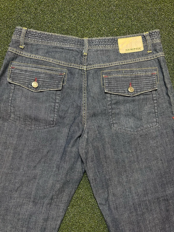 Jeans Grunge De Colección Oakley Industrial Denim 36x32 Y2K Años 2000 Patín Pierna Ancha Raro Foto 3 de 4