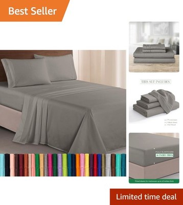 Luxurious 1500  Hotel Quality Microfiber Three Line Embroidered Softest 4-Pie...