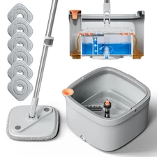 Spin Mop and Bucket Set with Self Separation Dirty and Clean Water System, Se...