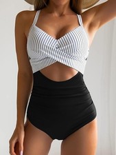 Women's One Piece Swimsuits Tummy Control Cutout High Waisted Bathing Suit XL
