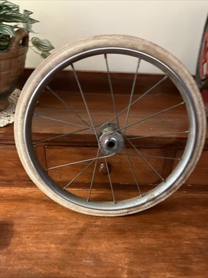 Pedigree Stroller 1 White Sponge 14  Wheel W/ 4 Threaded Chrome Center Caps