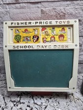 Fisher Price School Days Desk Alphabet Numbers Chalk Board ABC 1972 Vintage