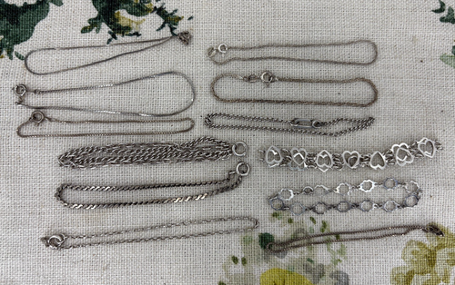 12 x VINTAGE 925 silver chain bracelets JOB LOT
