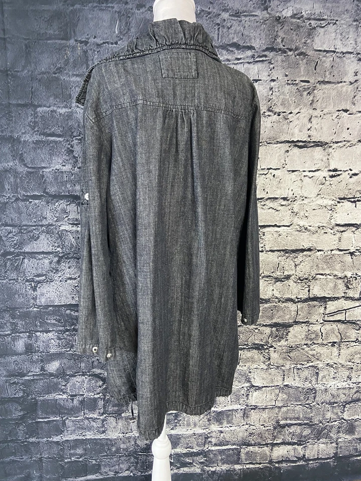 Chaqueta LAL Live A Little para mujer 1X Parka utilitaria bolsillos abotonados abrigo largo Foto 2 de 4