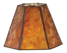 B&P Lamp® Supply Mica Panel, Mini Hexagon Shade, 3"(T) X 6"(B) X 4.25"(H) Mica