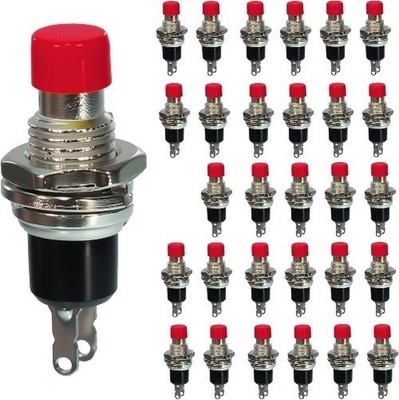 Title30pcs Red SPST momentary Miniature Push Button switches  Color: Red 30Pcs