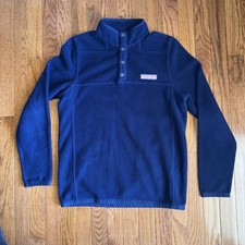 Vineyard Vines Sweater Youth Boy's XL Blue Fleece 1/4 Snap Pullover Cozy Outdoor