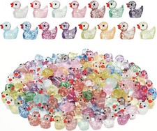 225 Pcs Glitter Mini Ducks Colorful Tiny Small Little Resin Ducks Figures 15