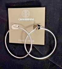 NWT! - Giani Bernini - Sterling Silver Large 2" Tube Hoop Earrings- Lightweight