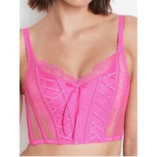 Victoria's Secret Dream Angels Pink Lace Corset Bra size Small/DD