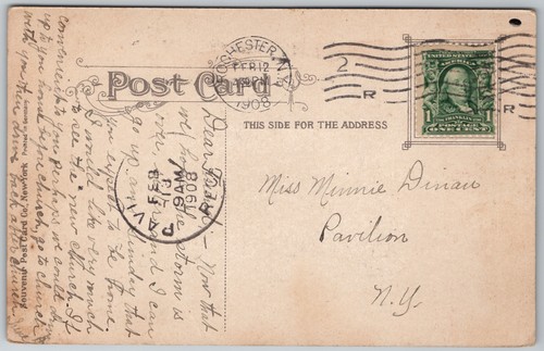 Postkarte Vintage 1908 Lower Genesee River Szene Rochester, NY geteilt Rückseite - Bild 2 von 2