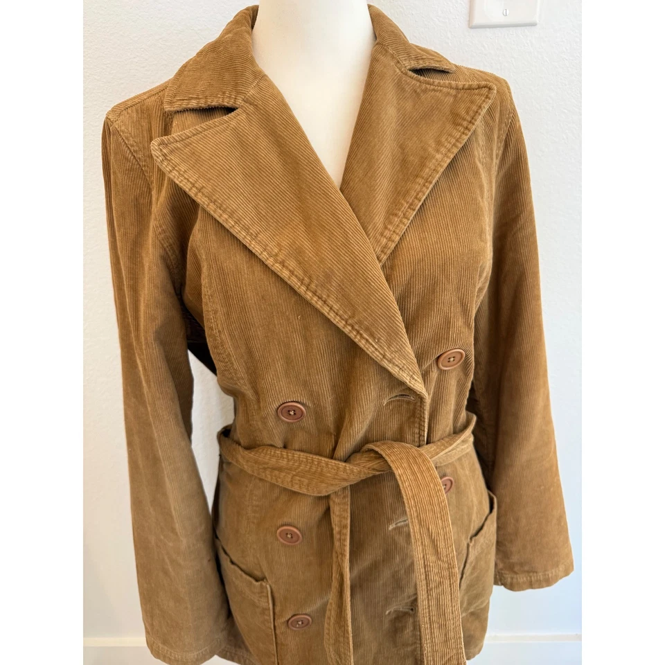 Gabardina De Colección Abercrombie Fitch Pana Doble Pecho Cinturón Camel Tostado S Foto 2 de 4