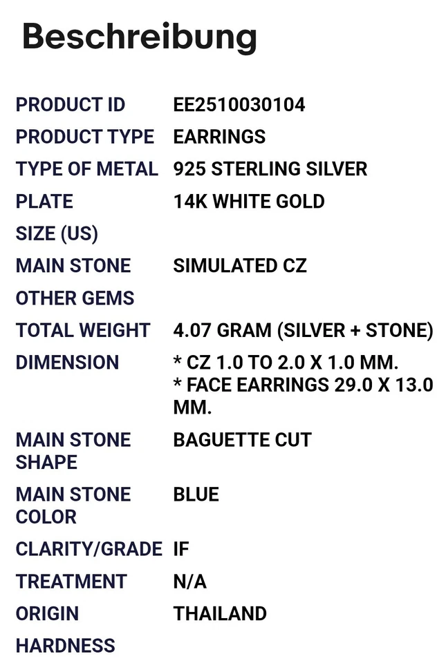 925 sterling silber ohrringe Simuliert Cz Edelstein Schmuck - Bild 4 von 4
