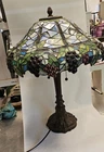 Vintage Tiffany Style Stained Glass Lamp - Grapevine Design - Heavy Base