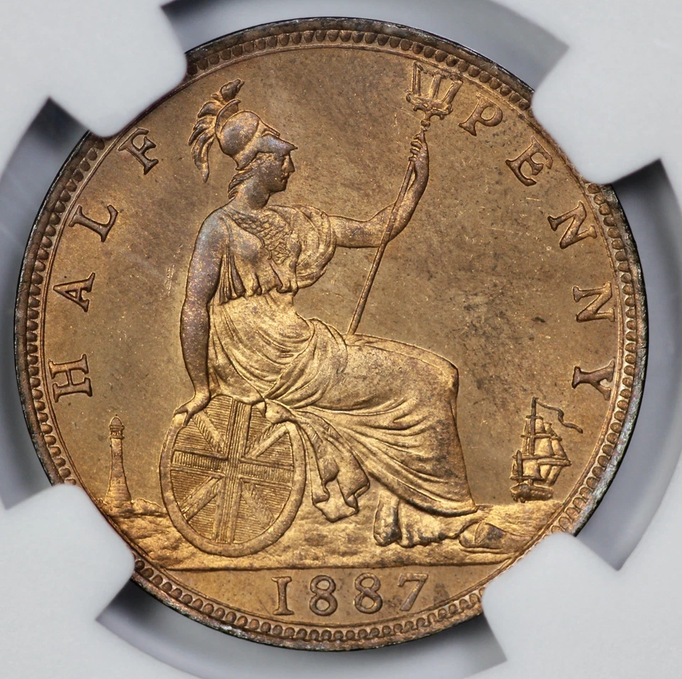 1887 Great Britain 1/2P Half Penny NGC MS 64 RB - Image 3 of 4