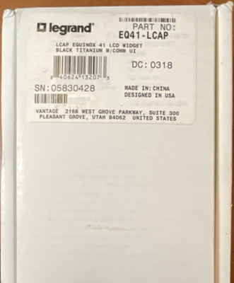 Legrand EQ41-LCAP Equinox 41 LCD Widget LCAP Black Titanium w/COMM UI SN