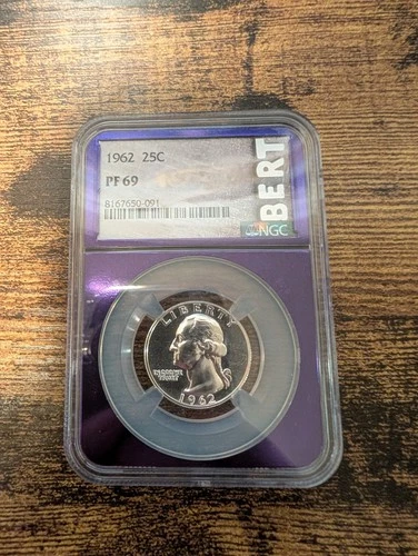 1962 Washington Quarter Proof NGC PF69  BERT Label Purple Core
