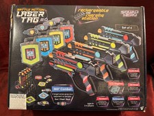  Read Squad Hero Battle Action Laser Tag 2.0 Set 4 Rechargeable Guns LCD Vests