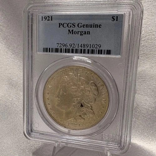 1921 Morgan Dollar .900 Fine Silver  PCGS Genuine [1E]