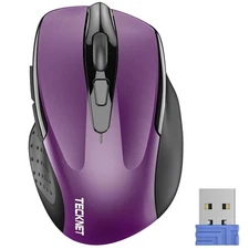 TECKNET Wireless Mouse 2.4G Cordless Optical Computer/Laptop Mouse PURPLE tech