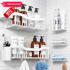 NESOMI Shower Caddy Adhesive Organizer 7-Pack, 7-Piece Set, White