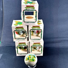 5 Vintage 1990 Teenage Mutant Ninja Turtles TMNT Satin Ornaments Mirage Studios