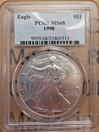 1998 American Eagle Silver $1 - Certified PCGS MS 68 - Free Shipping