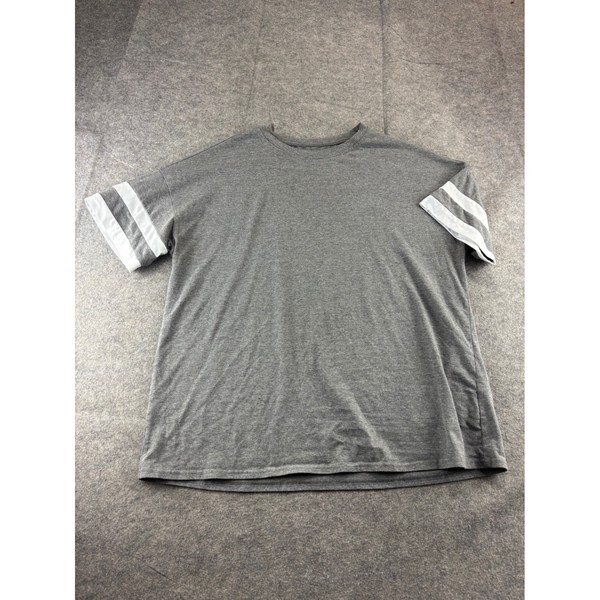 Dark Grey Varsity Stripe Short Sleeve T-Shirt Crewneck XL Sporty Athleisure