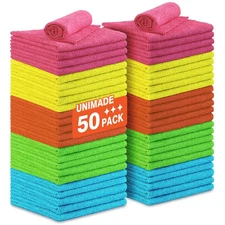 Microfiber Cleaning Cloth, 50PK Reusable Shop Rags Bulk Microfiber Cleaning C...