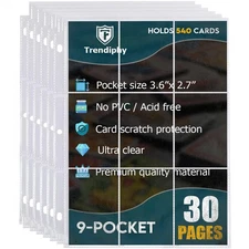 540 Pockets Trading Card Sleeves, Premium 9-Pocket 30 Pages, Double-Sided Bas...