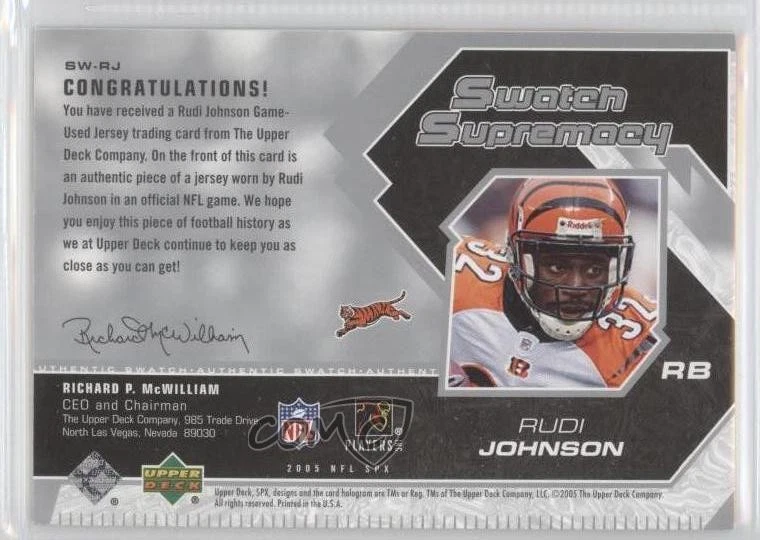 2005 SPx Swatch Supremacy Rudi Johnson #SW-RJ - Image 2 of 2