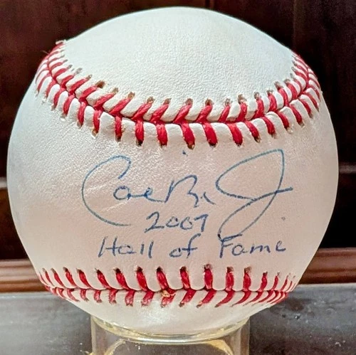 Cal Ripken Jr Autographed OML Baseball Inscribed 2007 Hall of Fame JSA Auth
