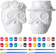 2 Pack Halloween Ready to Paint Day of the Dead DIY Sugar Skull