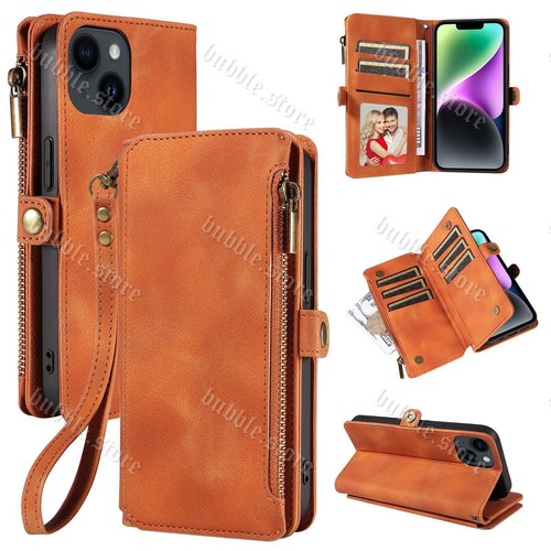 Cremallera Billetera für iPhone 15 14 13 12 11 Pro Max Cuero Telefono Protector - Bild 30 von 35