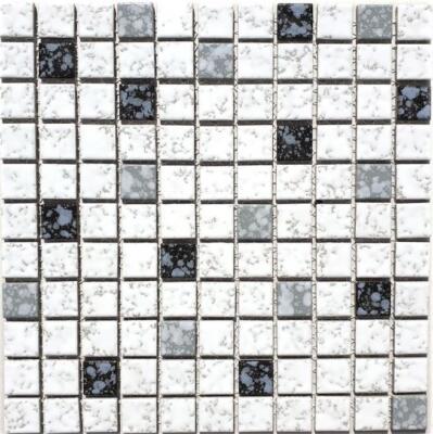 Keramikmosaik weiß schwarz Bad Boden Küche Wand Dusche 18-0307_b| 1 Matte