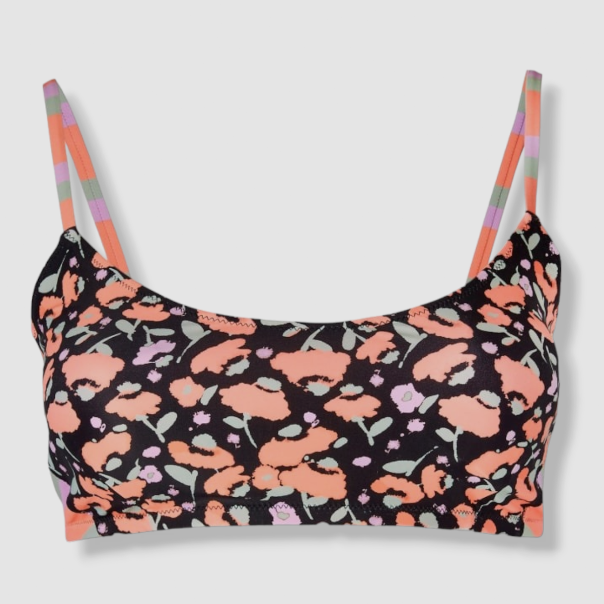 $115 Tanya Taylor Women's Black Floral Print Kaia Bikini Top