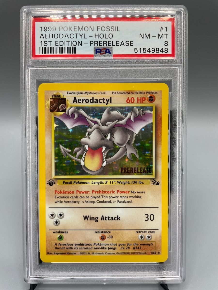 1999 Pokemon Fossil #1 Aerodactyl 1st Edition Holo Card PSA 1999 Pokemon Fossil #1 Aerodactyl 1st Edition Holo Card PSA