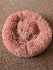 NEW pink anti-anxiety calming relief plush dog bed 28" diameter donut