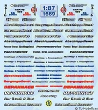 1669 - Bechriftungen f&uuml;r Bergefahrzeuge und Abschleppwagen 1:87
