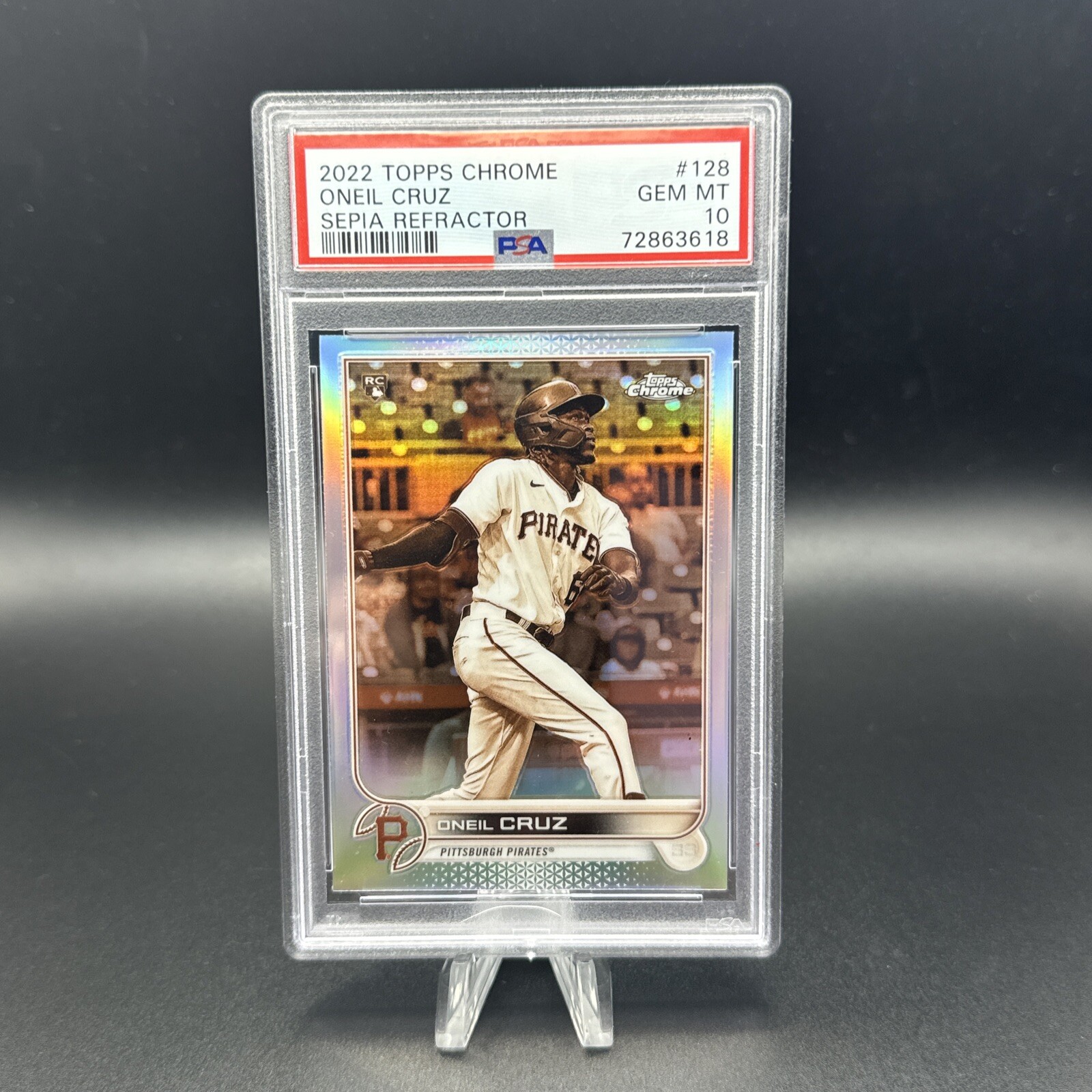 ONEIL CRUZ PSA 10 2022 TOPPS CHROME #128 ROOKIE SEPIA REFRACTOR PIRATES RC 2052